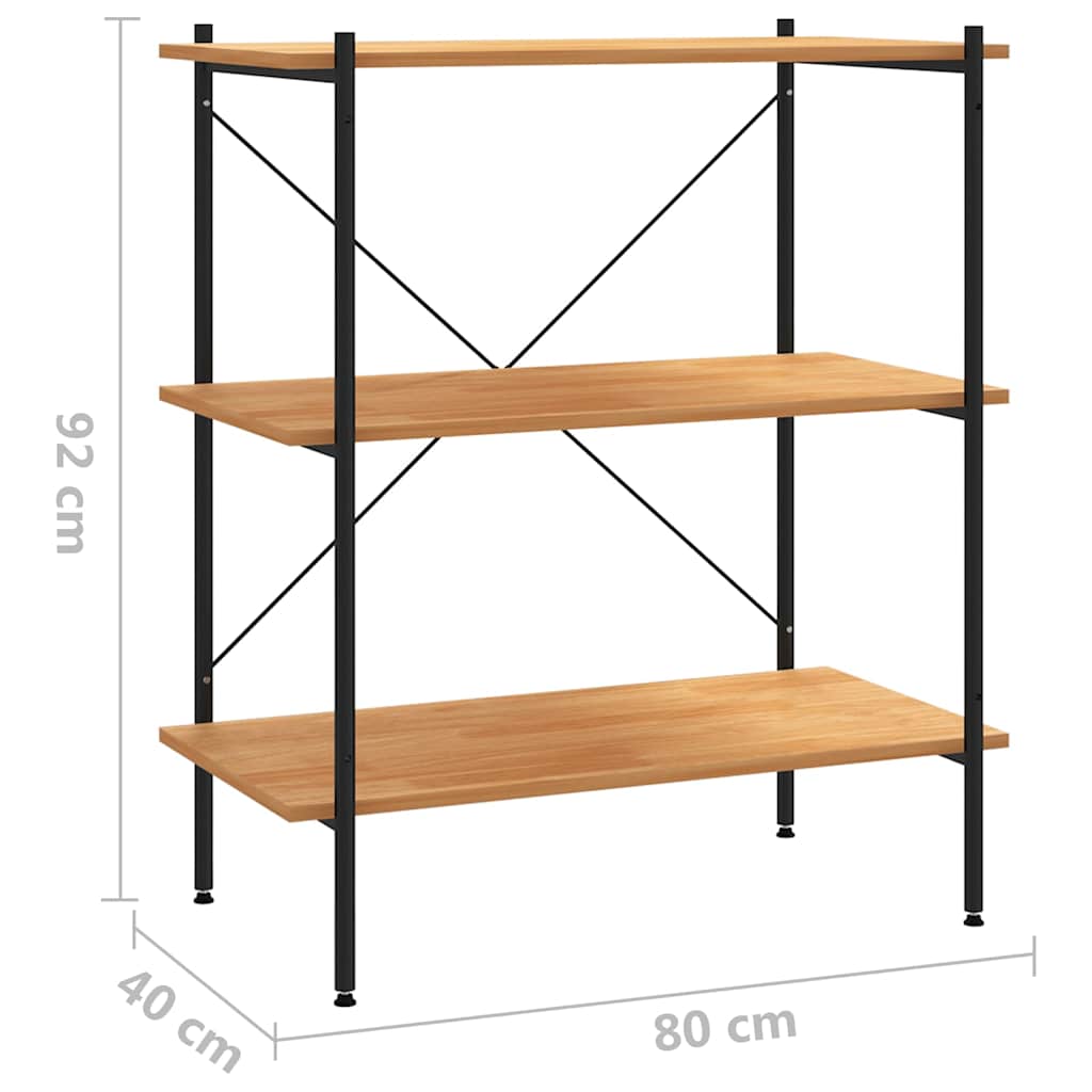 336340 vidaXL 3-Tier Shelving Unit Black and Oak 80x40x92 cm