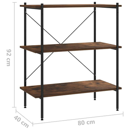 336341 vidaXL 3-Tier Shelving Unit Black and Natural 80x40x92 cm