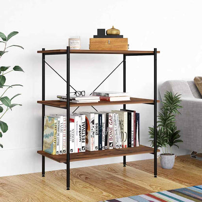 336341 vidaXL 3-Tier Shelving Unit Black and Natural 80x40x92 cm