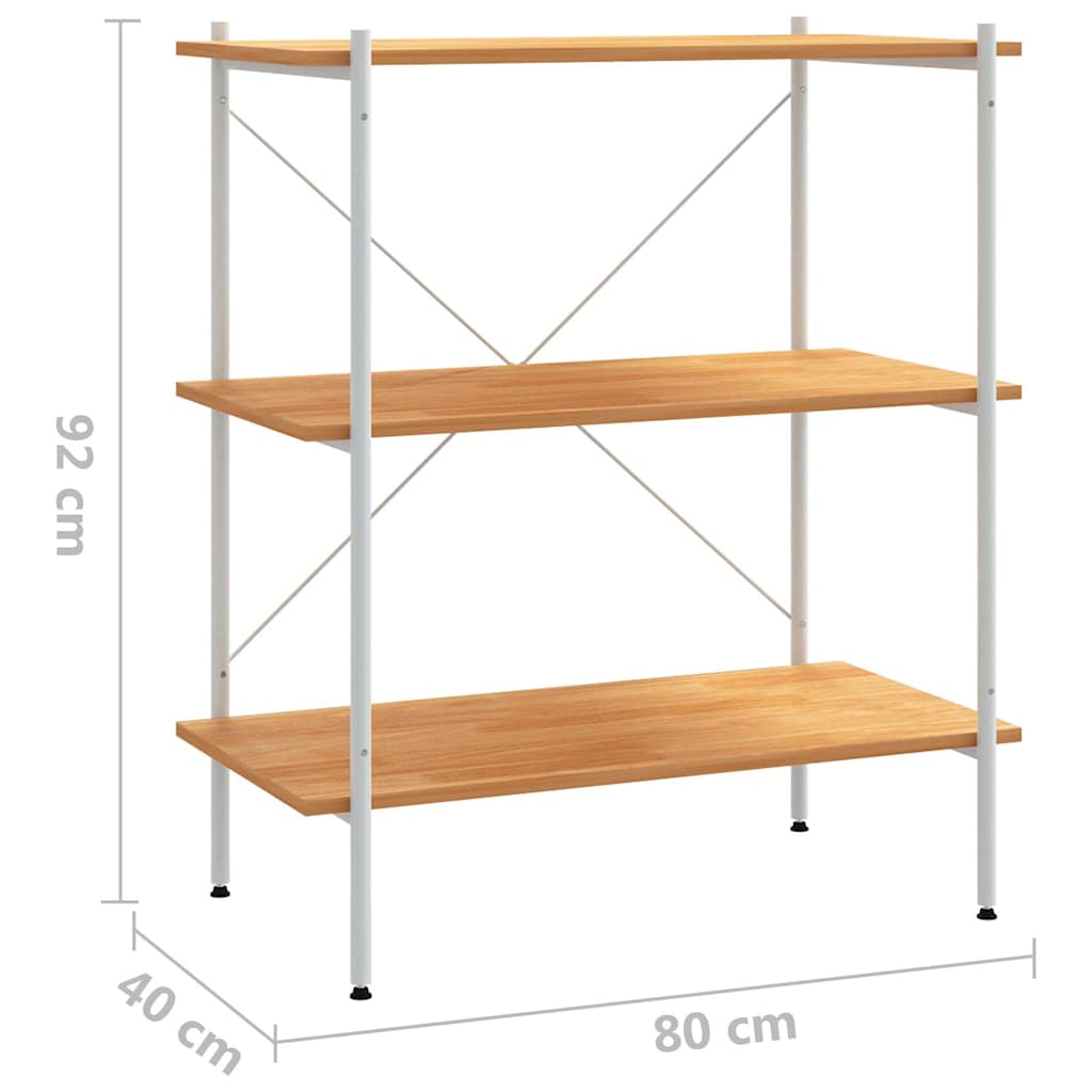 336342 vidaXL 3-Tier Shelving Unit White and Oak 80x40x92 cm