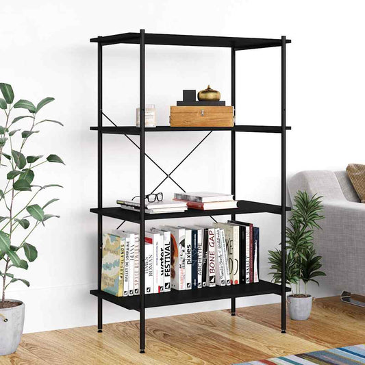 336343 vidaXL 4-Tier Shelving Unit Black 80x40x130 cm