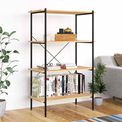 336344 vidaXL 4-Tier Shelving Unit Black and Oak 80x40x130 cm