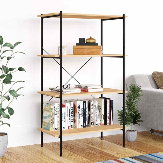 336344 vidaXL 4-Tier Shelving Unit Black and Oak 80x40x130 cm