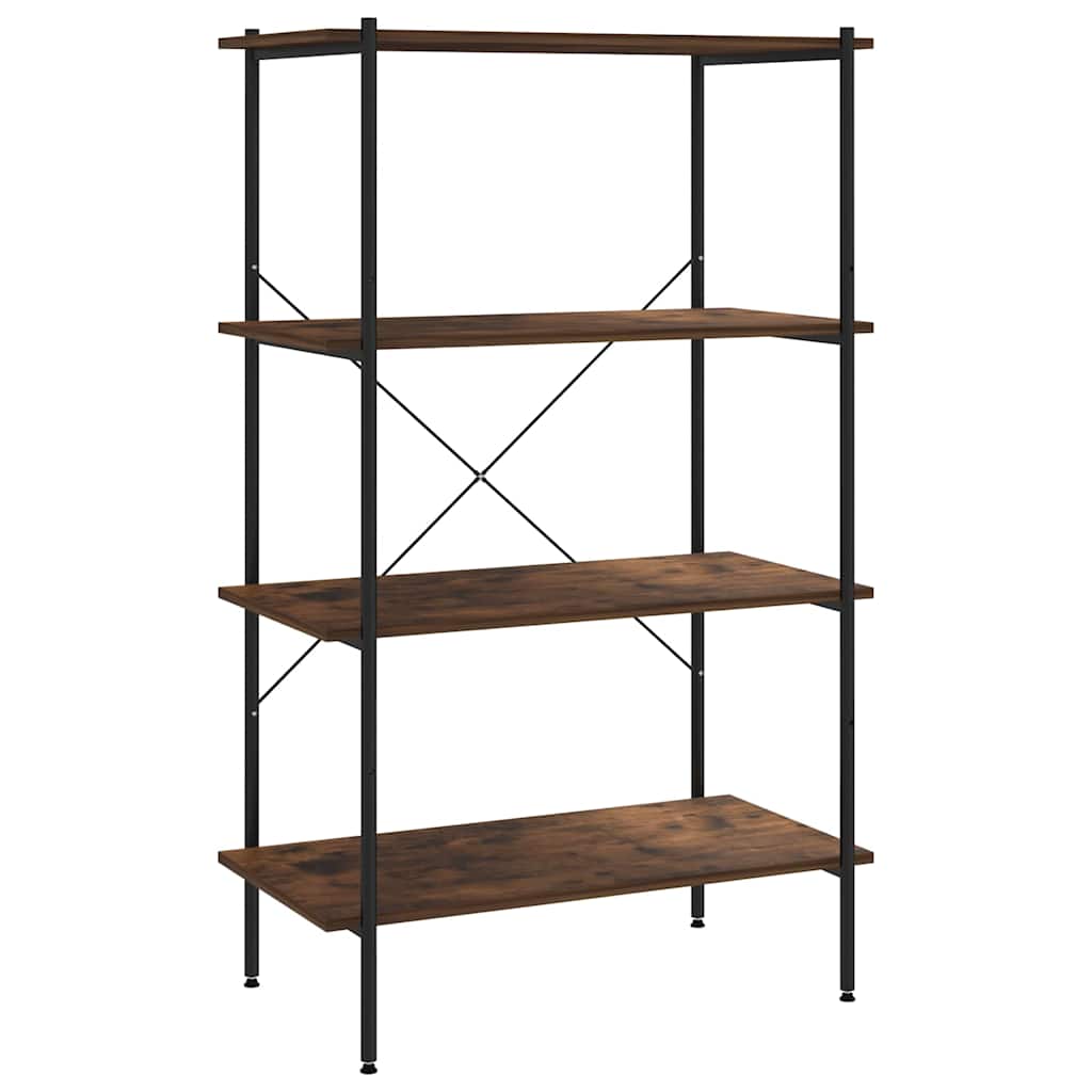 336345 vidaXL 4-Tier Shelving Unit Black and Natural 80x40x130 cm
