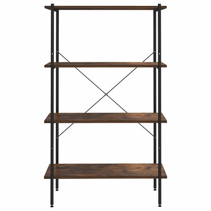 336345 vidaXL 4-Tier Shelving Unit Black and Natural 80x40x130 cm