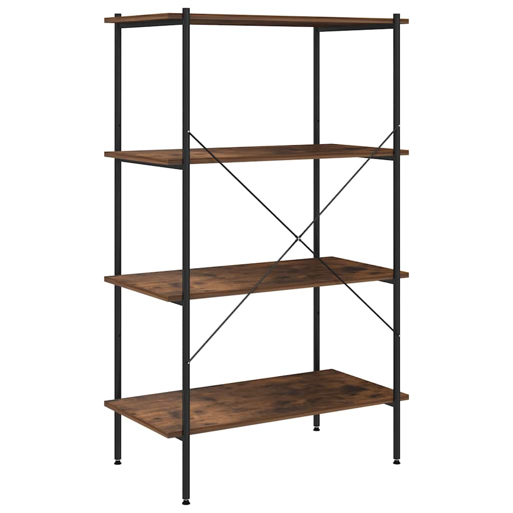 336345 vidaXL 4-Tier Shelving Unit Black and Natural 80x40x130 cm
