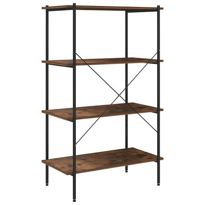 336345 vidaXL 4-Tier Shelving Unit Black and Natural 80x40x130 cm