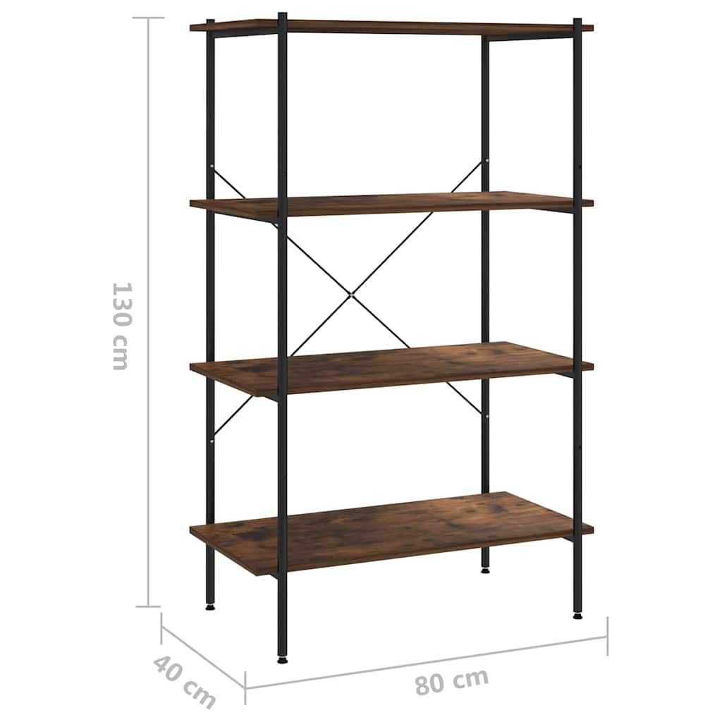 336345 vidaXL 4-Tier Shelving Unit Black and Natural 80x40x130 cm
