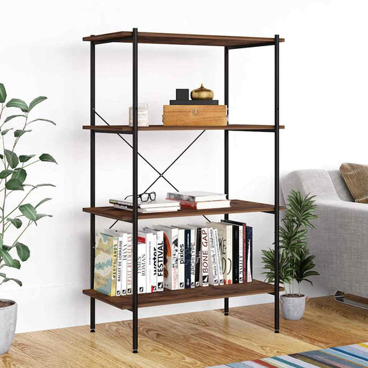 336345 vidaXL 4-Tier Shelving Unit Black and Natural 80x40x130 cm