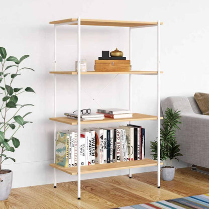 336346 vidaXL 4-Tier Shelving Unit White and Oak 80x40x130 cm