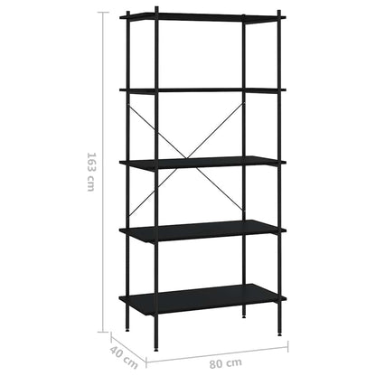 336347 vidaXL 5-Tier Shelving Unit Black 80x40x163 cm