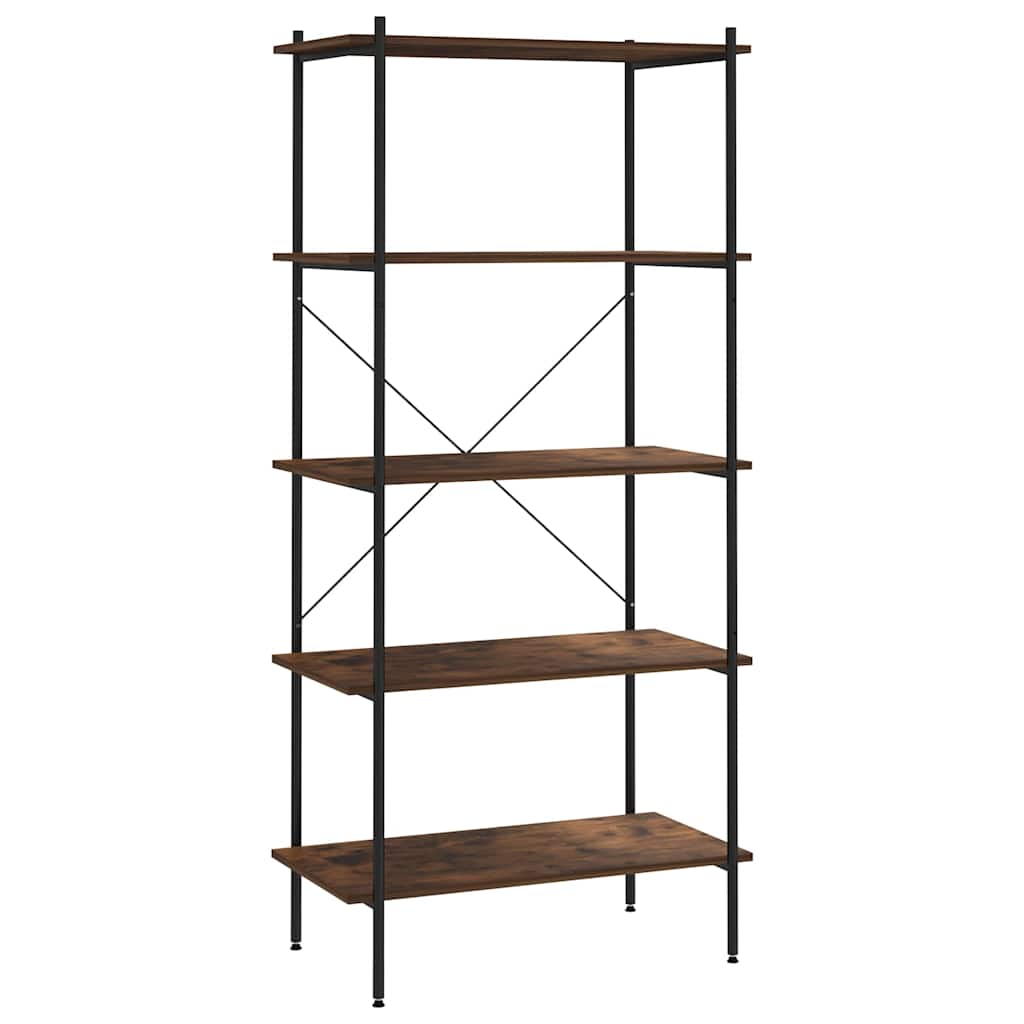 336349 vidaXL 5-Tier Shelving Unit Black and Natural 80x40x163 cm