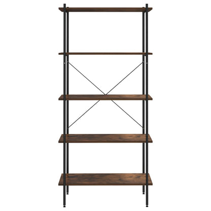 5-Tier Shelving Unit Black and Dark Wood 80x40x163 cm