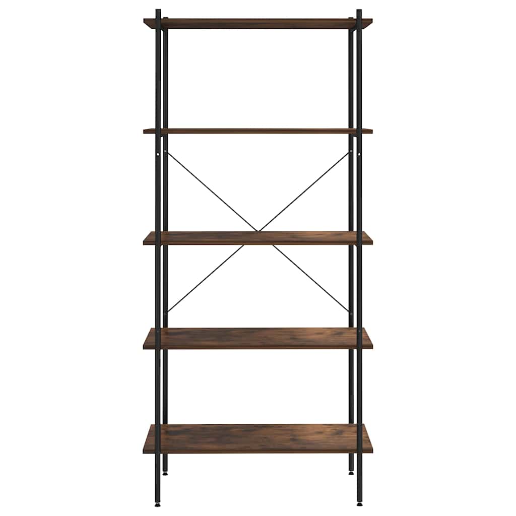 336349 vidaXL 5-Tier Shelving Unit Black and Natural 80x40x163 cm