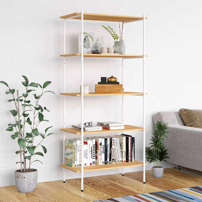 336350 vidaXL 5-Tier Shelving Unit White and Oak 80x40x163 cm