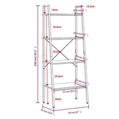 4-Tier Standing Shelf Black 56x35x140 cm