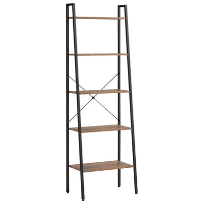 5-Tier Standing Shelf Dark Brown and Black 56x35x174 cm