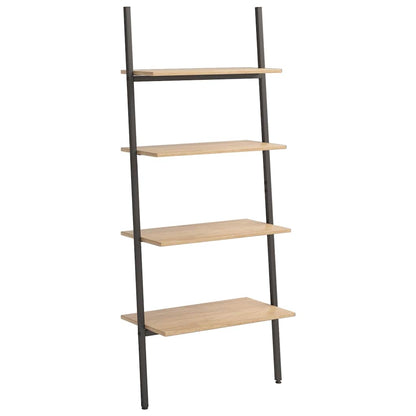 4-Tier Leaning Shelf Light Brown and Black 64x34x150,5 cm