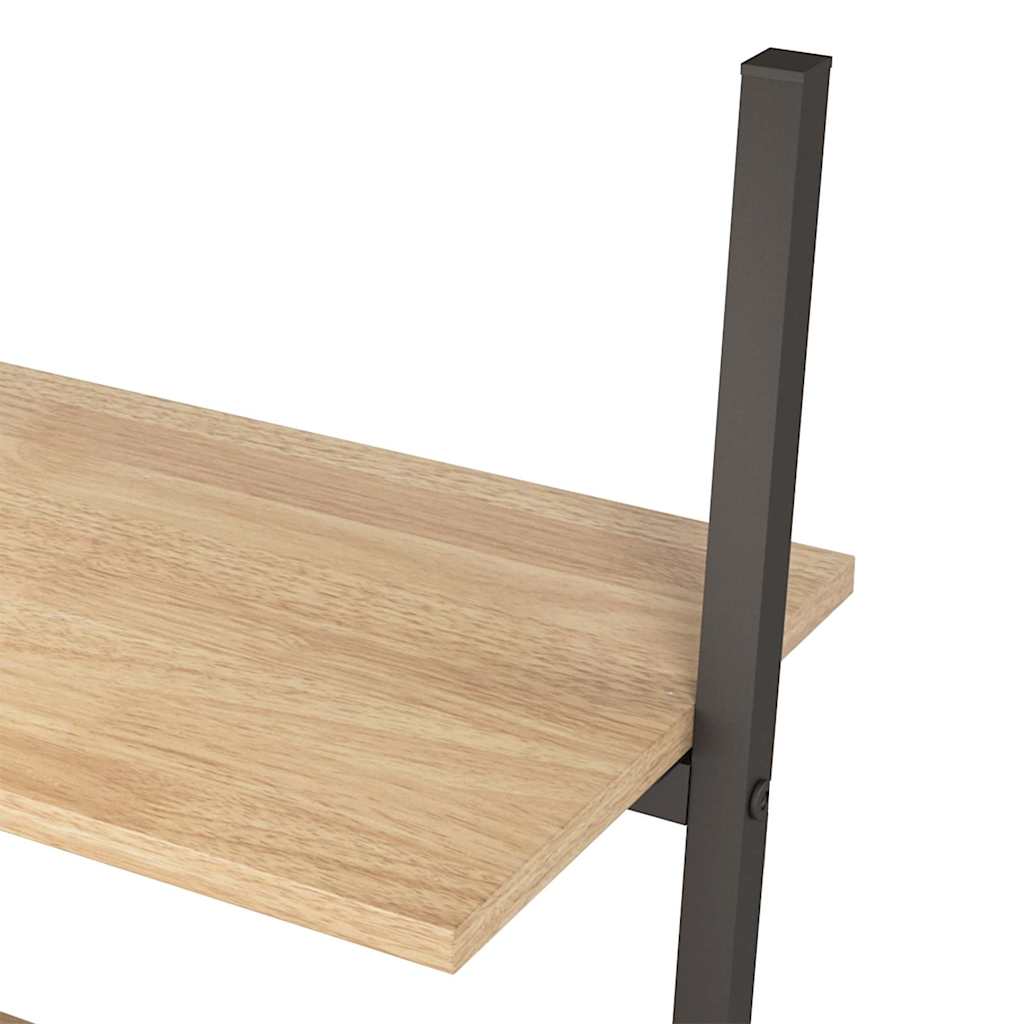 4-Tier Leaning Shelf Light Brown and Black 64x34x150,5 cm
