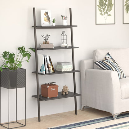 4-Tier Leaning Shelf Black 64x34x150.5 cm