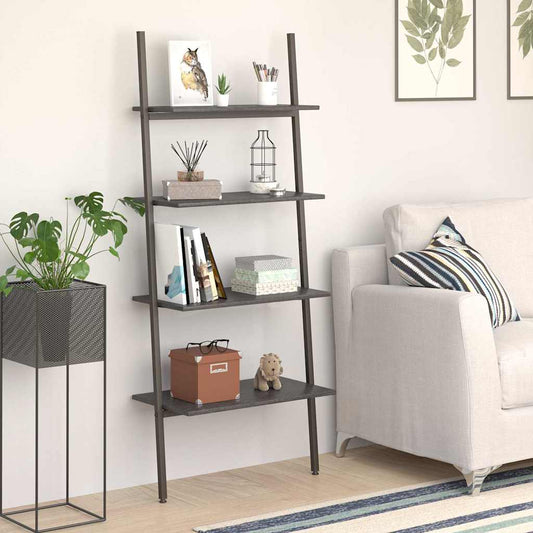 4-Tier Leaning Shelf Black 64x34x150,5 cm