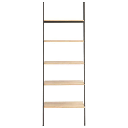 5-Tier Leaning Shelf Light Brown and Black 64x34x185,5 cm