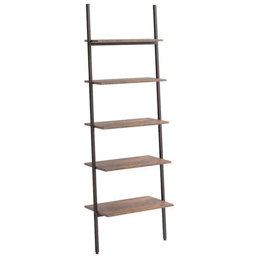 5-Tier Leaning Shelf Dark Brown and Black 64x34x185,5 cm