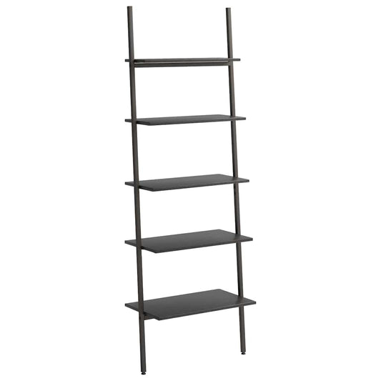 5-Tier Leaning Shelf Black 64x34x185,5 cm