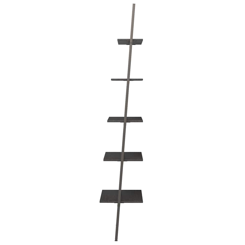 5-Tier Leaning Shelf Black 64x34x185,5 cm
