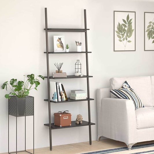 5-Tier Leaning Shelf Black 64x34x185,5 cm