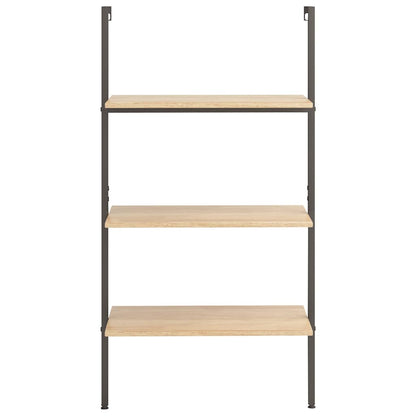 3-Tier Leaning Shelf Light Brown and Black 64x35x120,5 cm