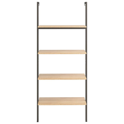 4-Tier Leaning Shelf Light Brown and Black 64x35x152,5 cm