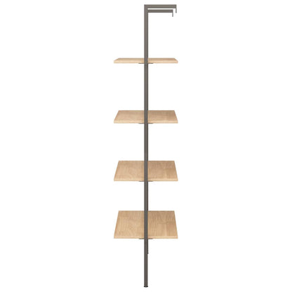 4-Tier Leaning Shelf Light Brown and Black 64x35x152,5 cm