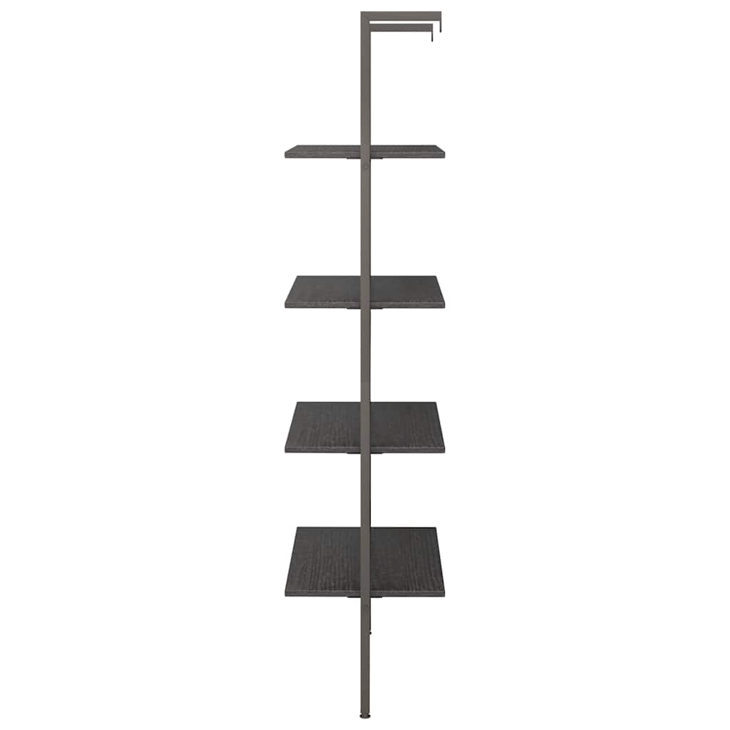 4-Tier Leaning Shelf Black 64x35x152,5 cm