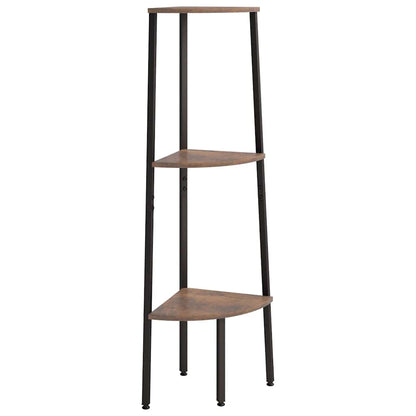 3-Tier Corner Shelf Dark Brown and Black 45.5x31.5x120 cm
