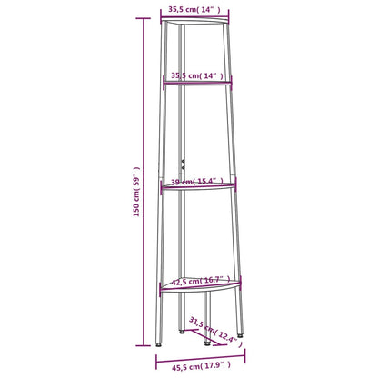 4-Tier Corner Shelf Black 45.5x31.5x150 cm
