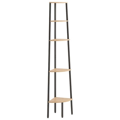 5-Tier Corner Shelf Light Brown and Black 45,5x31,5x180 cm