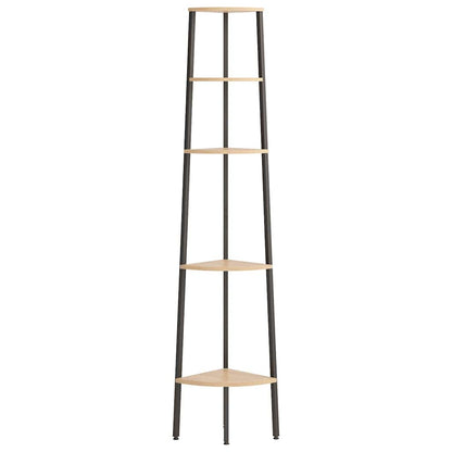 5-Tier Corner Shelf Light Brown and Black 45,5x31,5x180 cm