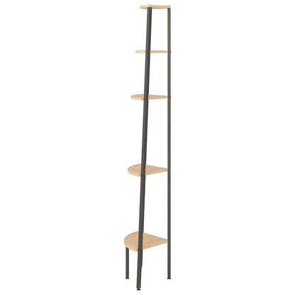 5-Tier Corner Shelf Light Brown and Black 45,5x31,5x180 cm