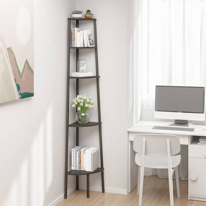 336396 vidaXL 5-Tier Corner Shelf Black 45,5x31,5x180 cm