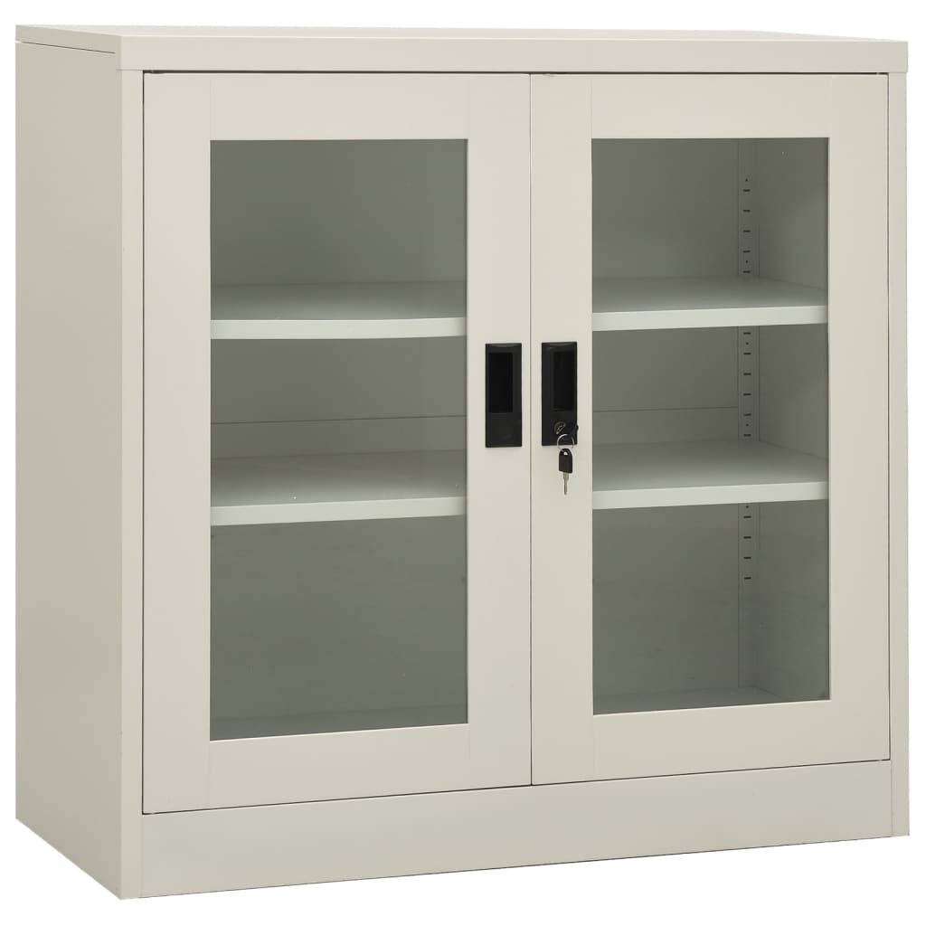 Office Cabinet | Light grey | Steel, tempered glass | Standard