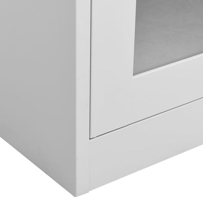 Office Cabinet Light Grey 90x40x180 cm Steel and Tempered Glass