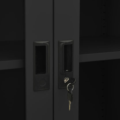 Office Cabinet Anthracite 90x40x180 cm Steel and Tempered Glass