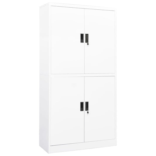 Office Cabinet White 90x40x180 cm Steel