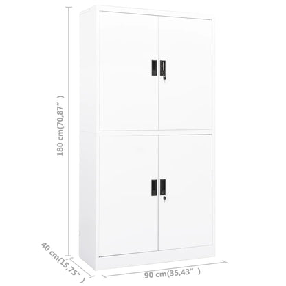 Office Cabinet White 90x40x180 cm Steel