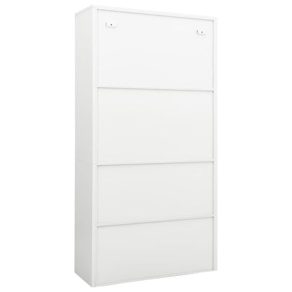 Office Cabinet | White | Steel and Tempered Glass | Large
