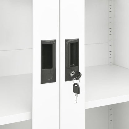 Office Cabinet | White | Steel and Tempered Glass | Large