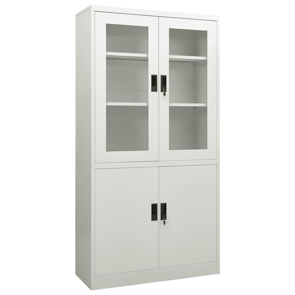 Office Cabinet | Light grey | Steel, tempered glass | 90x40x180 cm