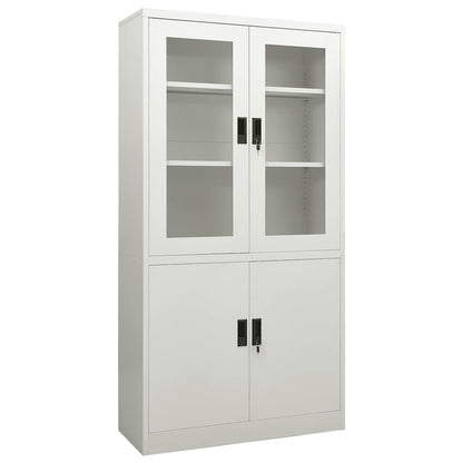 Office Cabinet | Light grey | Steel, tempered glass | 90x40x180 cm