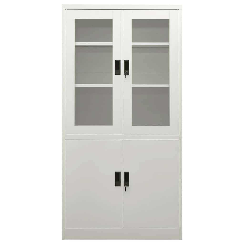 Office Cabinet | Light grey | Steel, tempered glass | 90x40x180 cm